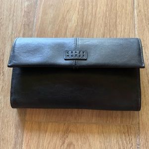 Liz Claiborne Crazy horse vegan black Leather wallet